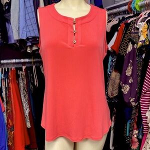 Jones studio women’s size medium sleeveless blouse solid coral salmon $36